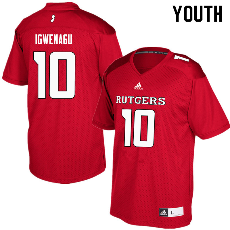 Youth #10 Zukudo Igwenagu Rutgers Scarlet Knights College Football Jerseys Sale-Red - Click Image to Close